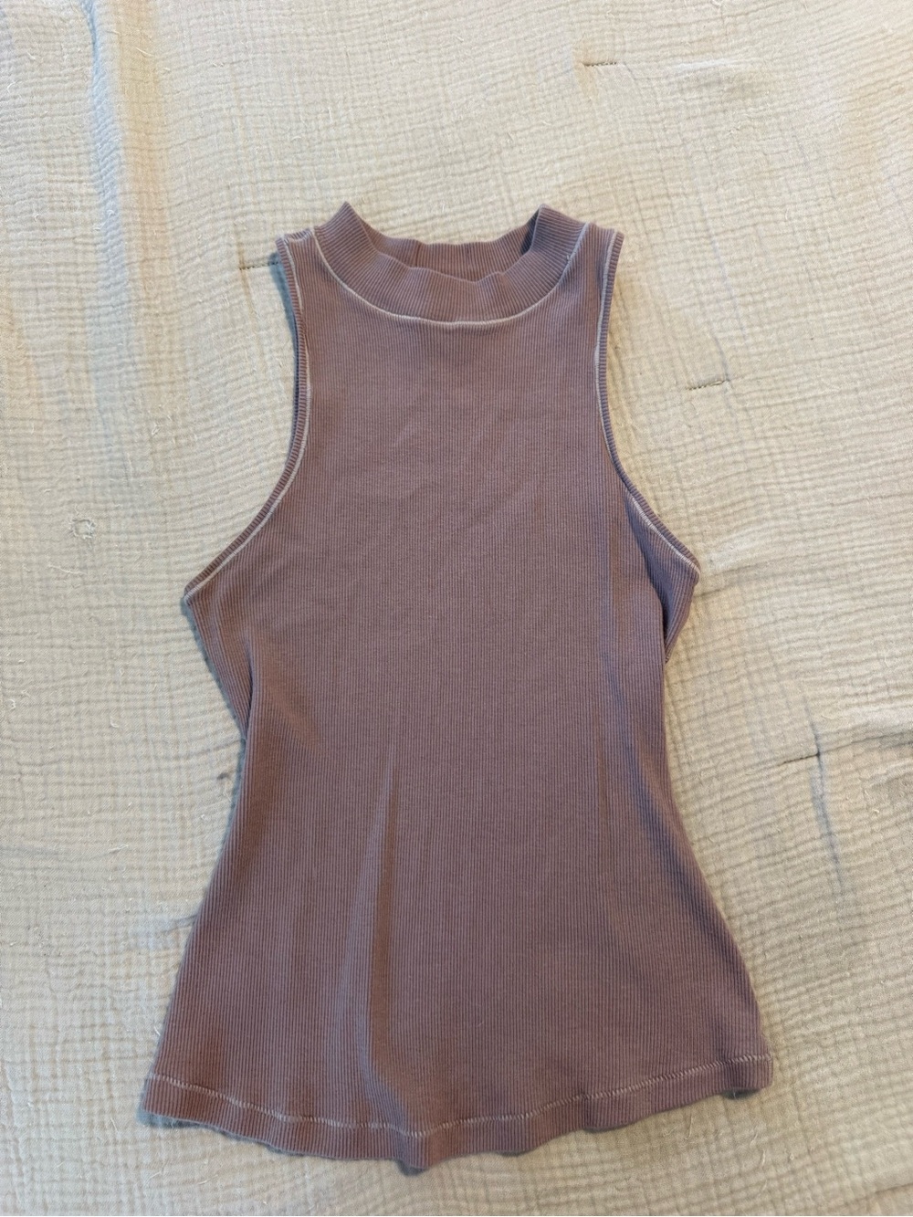 SKIMS Ribbed Mock-Neck Tank Top - Mauve